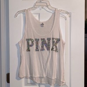 PINK White Tank Top